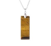 KIJSKKOPO Collier Pendentif Rectangulaire En Pierre Naturelle, Reiki Howlite Energy Gemstone Chakra Pendentif Collier Bijoux Cadeau pour Femmes Hommes Sa Mère Pierre Œil De Tigre