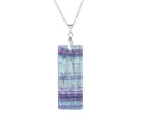 KIJSKKOPO Collier Pendentif Rectangulaire En Pierre Naturelle, Reiki Howlite Energy Gemstone Chakra Pendentif Collier Bijoux Cadeau pour Femmes Hommes Sa Mère Fluorite