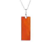 KIJSKKOPO Collier Pendentif Rectangulaire En Pierre Naturelle, Reiki Howlite Energy Gemstone Chakra Pendentif Collier Bijoux Cadeau pour Femmes Hommes Sa Mère Agate Rouge