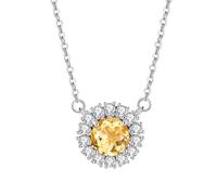 KIJSKKOPO Collier Rond En Argent Sterling 925, Incrustation D'Argent, Pendentif En Zircon Taille Fleur De Grenat Rouge, Pierre Naissance, Collier Ras Du Cou Réglable, Bijoux Mariage, Anniversaire,