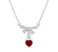 KIJSKKOPO Colliers En Argent Sterling 925 pour Femmes, Pendentif En Forme De Cœur En Zircon Bleu Avec Pierre Naissance, Collier Ras Du Cou Réglable, Bijoux Mariage, Cadeau D'Anniversaire, Rouge