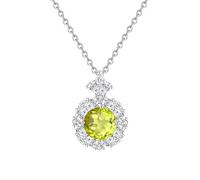 KIJSKKOPO Colliers En Argent Sterling 925 pour Femmes, Pendentif En Forme De Fleur Ronde Marquise Zircon Taillé, Pierre Naissance, Collier Ras Du Cou Réglable, Bijoux Maman Femme Fille, Cadeau Ver
