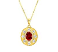 KIJSKKOPO Colliers En Argent Sterling 925 pour Femmes, Pendentif En Pierre Naissance En Zircon Ovale Incrusté De Fleurs Rondes Creuses Brossées En Or Rétro, Collier Ras Du Cou Réglable, Bijoux,