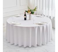 KIJSKKOPO Grande Nappe Ronde Blanche De 200 Cm De Diamètre, Lavable, Idéale pour Les Repas, Les Cafés, Les Fêtes, Les Mariages, Les Pique Niques Et Les Jardins.