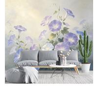 KIJSKKOPO Papier Peint Mural En Soie, Motif Aquarelle de Liserons Du Matin, Grand Format, Violet Et Bleu, Décor Floral pour Salon, Chambre Et Intérieur, Papier Peint Botanique En Soie, 105 X 150 c