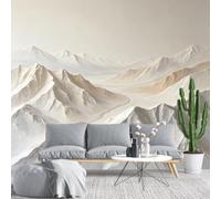 KIJSKKOPO Papier Peint Mural White Mountain 105X150cm, Imprimé En Soie Style Plâtre 3D, Représentant Un Paysage De Pics Superposés Et De Vallée Brumeuse, pour La Décoration De Votre Salon Ou