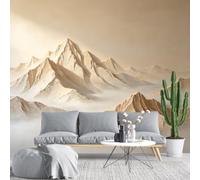 KIJSKKOPO Papier Peint Mural White Mountain 140X200cm, Effet Plâtre 3D, Imprimé Sur Soie, Paysage De Pics Superposés Et De Vallée Brumeuse, pour Chambre D'Enfant, Chambre À Coucher Ou Salon. P