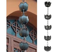 KIJyfgTR Chaîne de Pluie for Jardin de Cour de Temple, Tasse de Collecte de Pluie en Forme de pétale, Cloche de Pluie Suspendue Fonctionnelle et décorative(240cm/8ft)