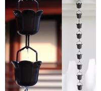KIJyfgTR Chaîne d'eau de Pluie for la décoration du Jardin de la Maison, Tasses de Collecte d'eau de Pluie réglables, Longueur personnalisée(150cm/5ft)
