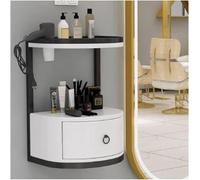 KIJyfgTR Chariot de Salon à tiroir Simple/Double Couche Chariot de Salon Support de sèche-Cheveux Chariot de Rangement en métal Armoires de Salon murales(Black,40x35x54cm)