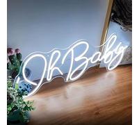 KIJyfgTR Enseigne Lumineuse au néon LED Ok Baby Letters Neno soupirs, enseigne au néon en Acrylique for décoration Murale, Chambre à Coucher, Salon, Bar, fête 65 x 35 cm