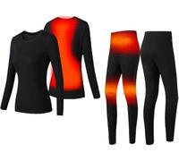 KIJyfgTR Ensemble de sous-vêtements Chauffants for l'hiver, sous-vêtements Thermiques Chauffants USB, caleçons Longs Chauffants électriques, Pyjamas en Polaire, vêtements de Ski(Woman,S)