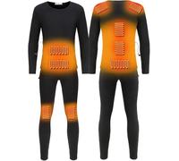 KIJyfgTR Ensemble de sous-vêtements Thermiques Chauffants électriques en Velours épais for l'hiver(Black,1X)