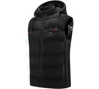 KIJyfgTR Gilet Chauffant d'extérieur avec Capuche d'hiver, 9 Zones de Chauffage, 3 Niveaux de Chauffage (Pile Non Incluse)(Noir,3XL(75-82.5kg))