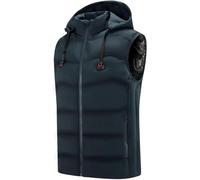 KIJyfgTR Gilet Chauffant d'extérieur avec Capuche d'hiver, 9 Zones de Chauffage, 3 Niveaux de Chauffage (Pile Non Incluse)(Bleu,6XL(97.5-105kg))
