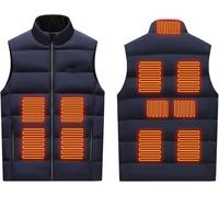KIJyfgTR Gilet Chauffant Rechargeable avec Poches, vêtement Chauffant for Homme, Manteau Chauffant for l'hiver en extérieur(Blu,L)