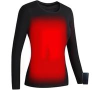 KIJyfgTR sous-vêtements Thermiques Chauffants avec Batterie Externe, Haut ou Pantalon Thermique for Femme, for Le Ski en extérieur, Noir(Shirt,XX-Large)