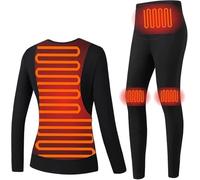 KIJyfgTR T-Shirt Chauffant électrique USB à Manches Longues, Couche de Base Ultra Douce, Haut Chaud, sous-vêtement Chauffant électrique Lavable(Suit,S)