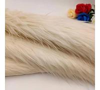 KIJyfgTR Tissu en fausse fourrure de renard 170 × 50 cm, poils longs de 10 cm, for bricolage, vêtements, appareil photo, décoration de sol, accessoires de photographie, tapis de fond(Beige)