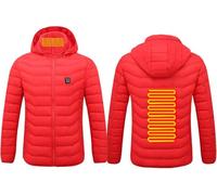 KIJyfgTR Veste chauffante Unisexe avec Capuche Amovible et imperméable for l'hiver (sans Batterie)(Rouge,M)
