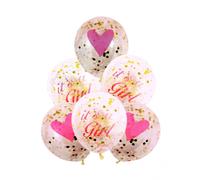 KIK Ballons de baptême pour bébé fille avec confettis 6 pcs rose