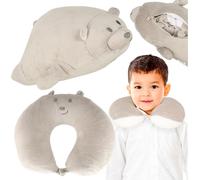 KIK KX3214 Oreiller de voyage en forme d'ours 2 en 1