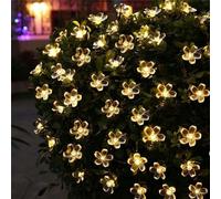 KIK KX4969 Chaîne lumineuse solaire, fleurs 50 LED, 7 m blanc chaud