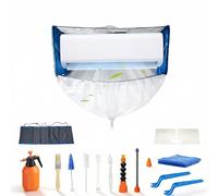 kikepilm kit entretien climatisation, kit de nettoyage climatisation split pour Climatiseur, bache nettoyage clim avec parois latérales renforcées (Bleu et blanc transparent, Type C)