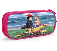 Kiki Et Tombo Pochette À Crayons En Cuir Impression Personnalisée 3d Trousse À Crayons À Double Fermeture Éclair De Grande Capacité Pour Les Voyages Scolaires Au Bureau