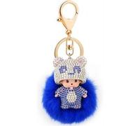 Kiki Monqiqi Porte-clés Porte-clés en peluche avec strass, Bleu Bleu