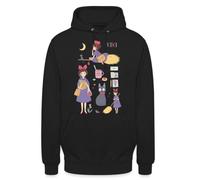 Kiki - Sweat à capuche unisexe avec motif chat et sorcière Ghibli | Illustration animée mignonne avec Kiki, son chat et un balai, parfait pour les fans et les cadeaux.
