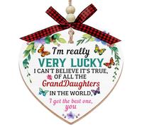 KiKi9xDesigns Décoration de Noël pour petite-fille - I M Really Very Lucky I Got The Best One - Cœur en bois simple couche - Cadeau pour petites-filles
