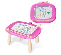Kikidex Jouet pour tout-petit âgé de 1-3 ans,Tableau magnétique,Jouet pour fille de 1-2 ans,Tableau à peindre magique Jouet éducatif pour bébé et enfant de 1,2,3 ans,Cadeau d'anniversaire(Rose Foncé)