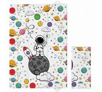 Kikido Matelas à Langer de Voyage 40x60 cm - Tapis a Langer pour Bébé Pliable et Imperméable 60x40 cm - Astronaute - Matelas à Langer Nomade, Portable, Doux et Confortable pour le Change de Couches