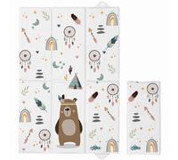 Kikido Matelas à Langer de Voyage 40x60 cm - Tapis a Langer pour Bébé Pliable et Imperméable 60x40 cm - Teddy - Matelas à Langer Nomade, Portable, Doux et Confortable pour le Change de Couches