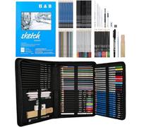 KIKIGOAL Lot de 72 crayons de couleur professionnels avec crayons, fusain, crayons pastels de couleur, aquarelles et carnet de croquis dans un sac de rangement, ensemble d'art pour débutants et