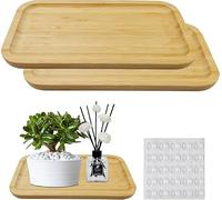 KiKiHong 2 Plateaux Bambou,Reproductible Plateau Rectangle,25 x 14 x1,5 cm