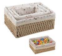KiKiHong Lot de 3 Panier Rangement Panier Osier Rangement Salle de Bain pour Ranger des Jouets,Table à Langer Télécommandes et des Cosmétiques(Naturel)