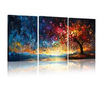 KiKiHong Lot de 3 Toiles Tableau Arbre de Vie avec Cadre Decoration Murale Salon pour Salle de Bain,Cuisine,Galerie - 30 x 40cm avec Cadre