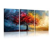 KiKiHong Tableau Triptyque Arbre de Vie 3 Panneaux,Tableaux Decoratifs Muraux avec cadre Décoration Murale pour Salon, Chambre ou Bureau,30 x 40cm Art Moderne avec Cadre