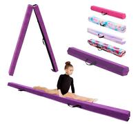 KIKILIVE Poutre d'Équilibre Gymnastique avec Surface Simili-Suede EV EPE en 3 Tailles (240cm/270cm/300cm) Pliable pour Enfants & Adultes + Sac de Transport