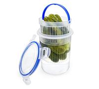 KIKINIKO Bocal à cornichons de 710 ml avec passoire, support à cornichons, récipient de stockage de cornichons, passoire à cornichons, bocal à rabat avec couvercle anti-fuite et couvercle