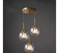Kikioo Lustre Moderne en métal de Luxe Nordique créatif Transparent/fumé Gris/Ambre Boule de Verre Lampe Suspendue Cluster e14 îlot de Cuisine Salon Salle à Manger Chevet Simple Lampe Suspendue