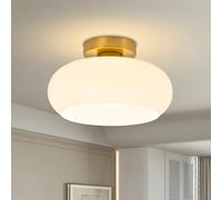 Kikioo Plafonnier de Couloir Vintage, éclairage d'entrée Antique avec Abat-Jour en Verre Blanc Laiteux, éclairage de Garde-Robe Simple, plafonnier encastré scandinave 12 W
