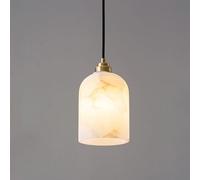 Kikioo Suspension en albâtre et marbre blanc, lampe suspendue linéaire à tube long, petit lustre cylindrique pour salle à manger, îlot de cuisine, chambre, culot E14