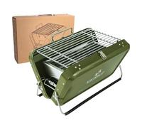 KIKIRIKIT Kit Barbecue à charbon - Barbecue portable en acier inoxydable avec accesoires - Barbecue pour pique-nique - Cadeau original - Cadeaux pour parents (Green)
