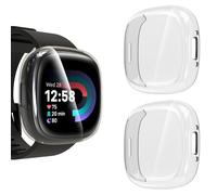 KIKISML Lot de 2 protecteurs d'écran compatibles avec Fitbit Sense 2/Versa 4, coque de protection complète en TPU souple ultra fine compatible avec Fitbit Sense 2/Versa 4 (transparent, transparent)
