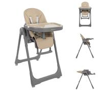 Kikka boo chaise haute Pastello2 pliable réglable hauteur compartiment rangement, coloris:beige