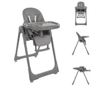 Kikka boo chaise haute Pastello2 pliable réglable hauteur compartiment rangement, coloris:gris