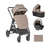 Kikka boo poussette combinée Ava 3 en 1 nacelle, siège bébé, roues en caoutchouc, coloris:beige
